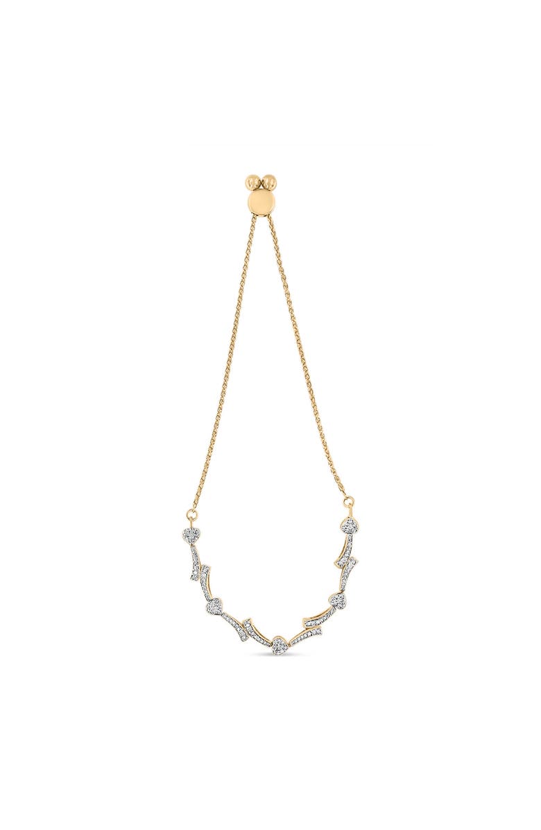 Haus of Brilliance Silver Diamond Accent Heart and Wave Link Bolo Bracelet, Alternate, color, Yellow Gold Over Silver