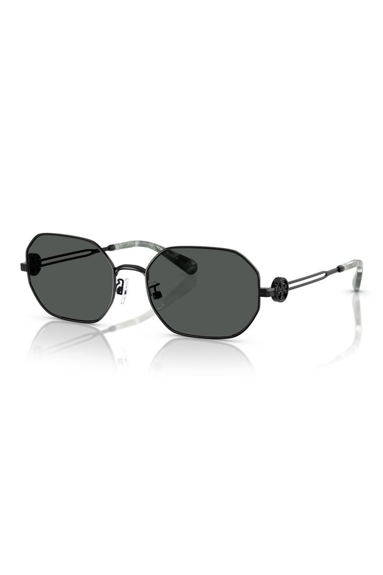 55mm Irregular Sunglasses, Alternate, color, SHINY BLACK