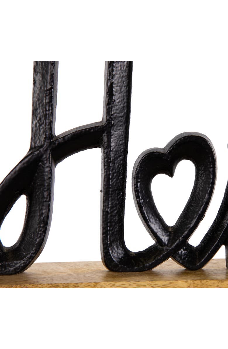 Northlight Metal Home with Heart Sign with Wooden Base - 12", Alternate, color, Black