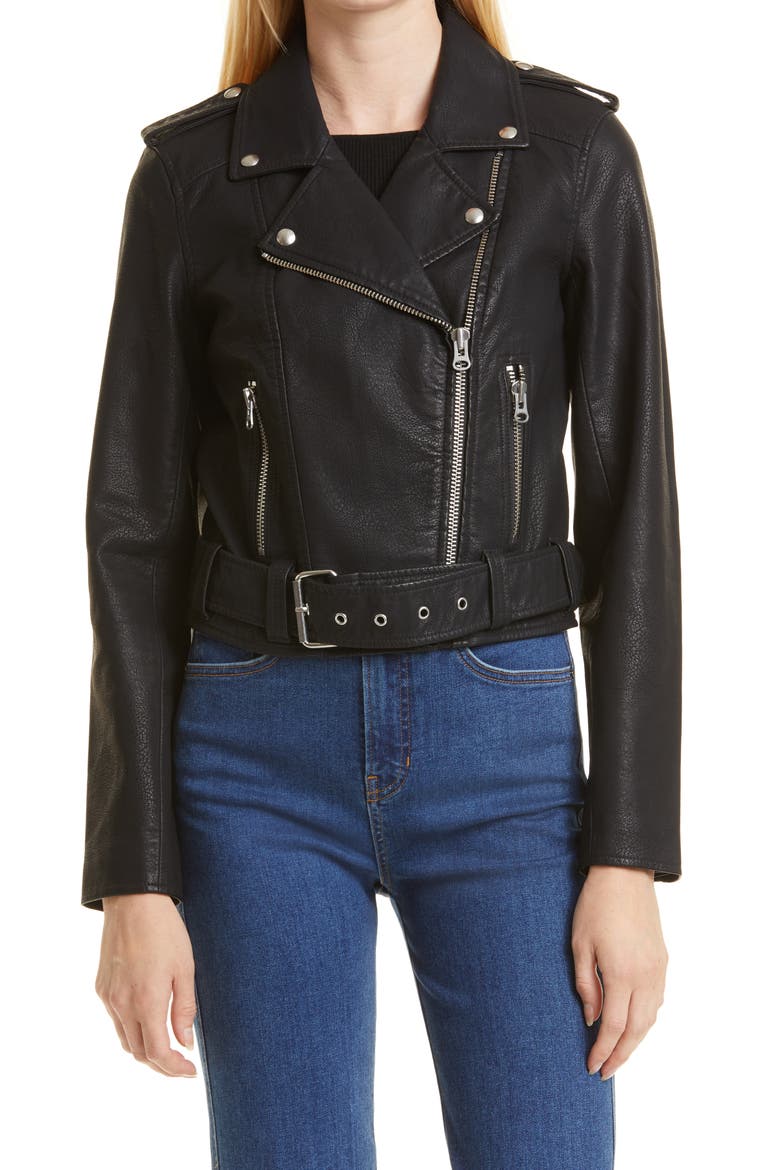 Tracy Faux Leather Moto Jacket, Main, color, NOIR