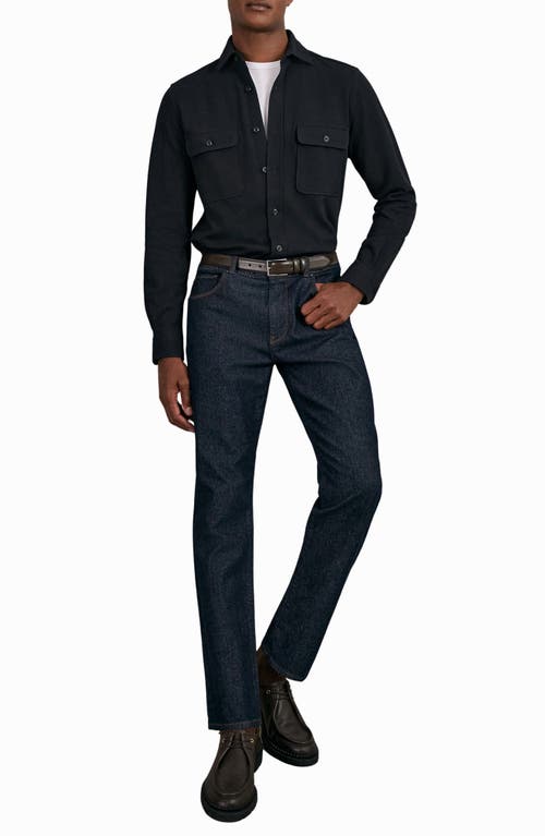 Reiss Forsithe Texture Overshirt In Blue