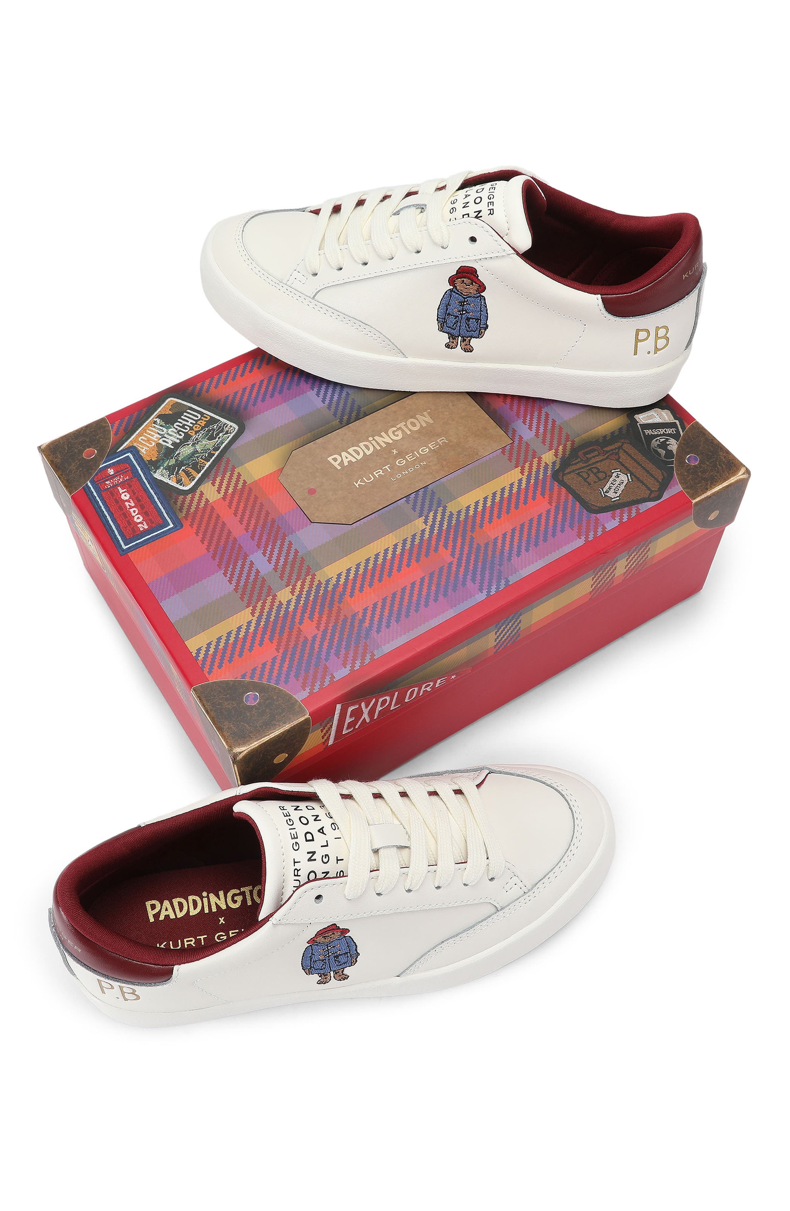 Paddington Bear London Leather Sneaker, Alternate, color, WHITE