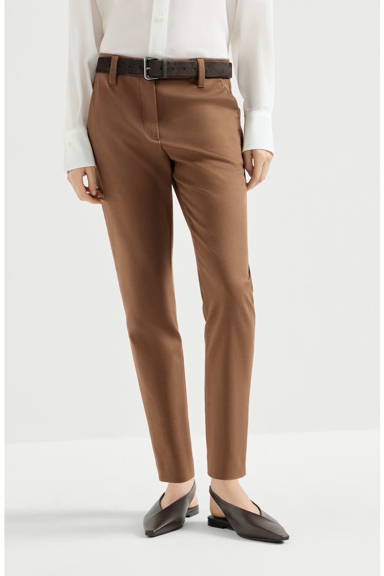 Stretch cotton cover slim fit trousers, Main, color, Dattero