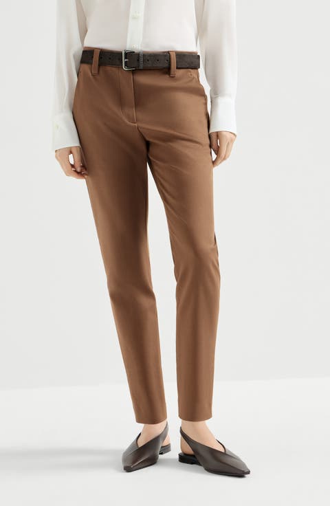 Stretch cotton cover slim fit trousers
