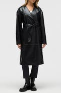 NVLT Belted Faux Leather Trench Coat