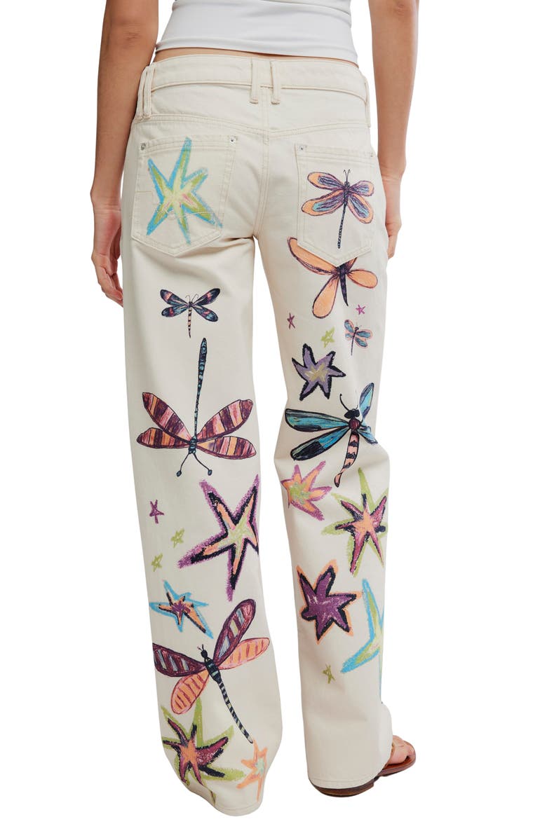 Free People Tennessee Trompe L'Oeil Print Jeans, Alternate, color, Dragonfly
