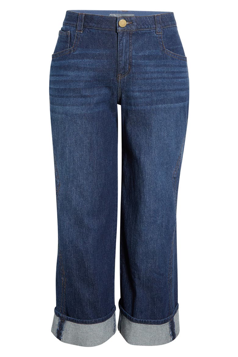 Cuffed High Waist Wide Leg Jeans, Alternate, color, BLUE