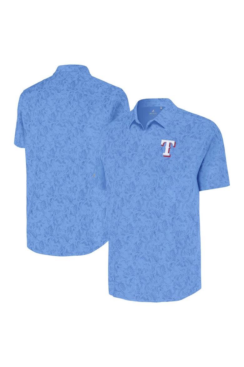 Men's Antigua Powder Blue Texas Rangers Lush Button-Up Shirt, Alternate, color, Powder Blue