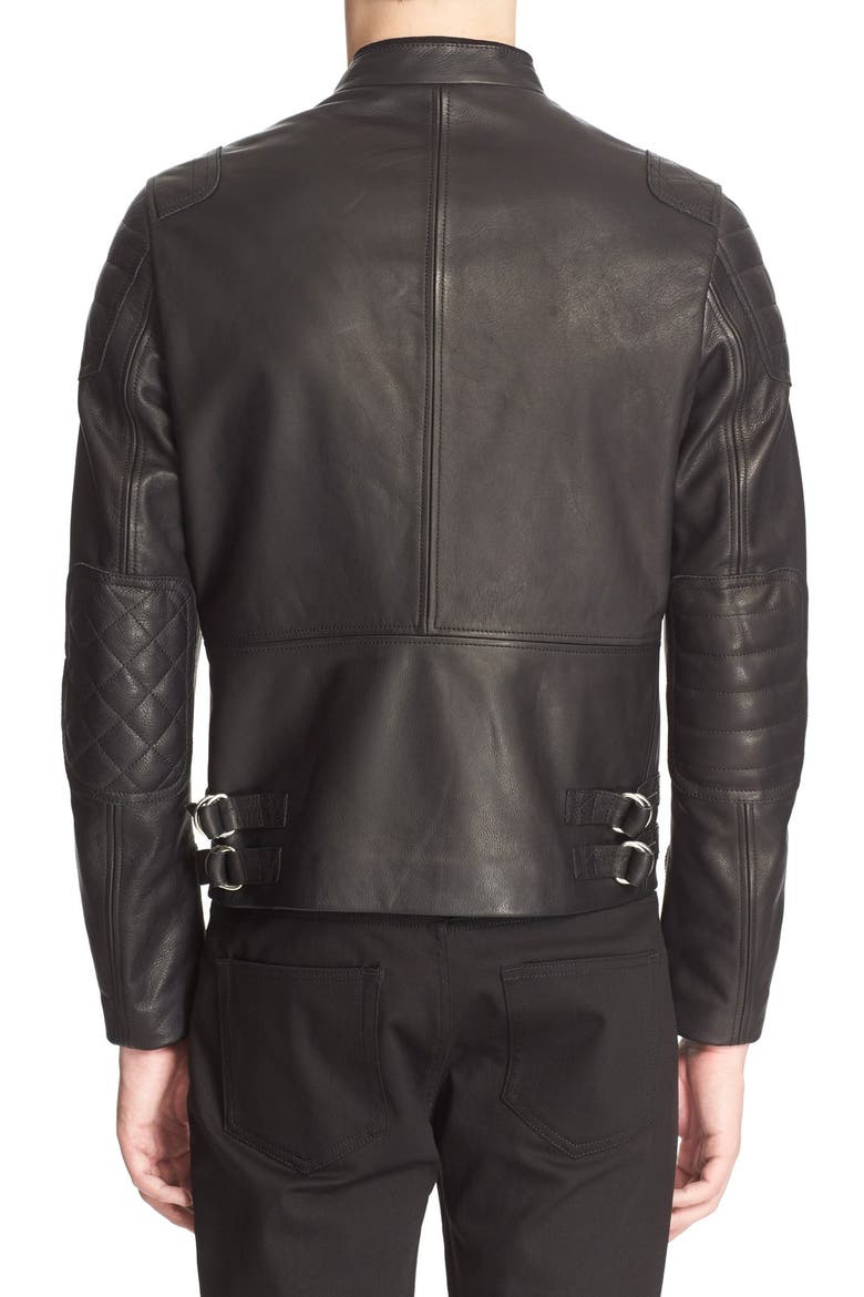 Oliver Leather Moto Jacket, Alternate, color, BLACK