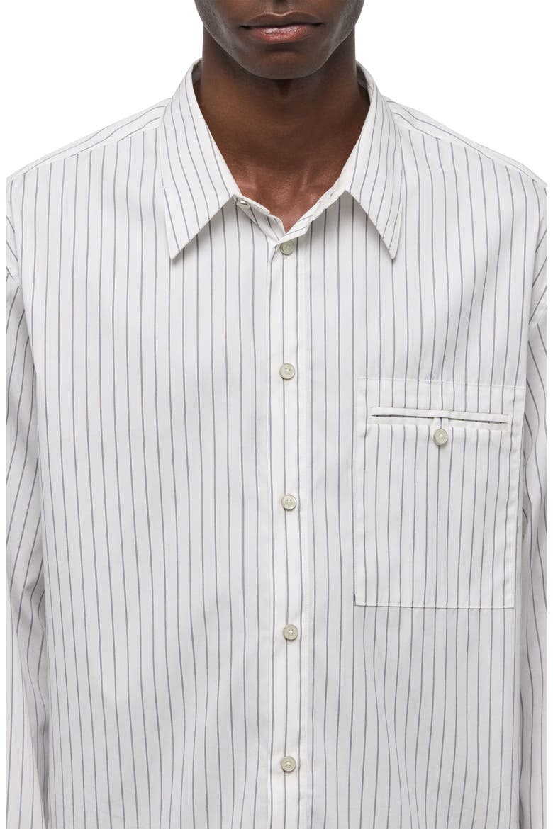 Relaxed Fit Stripe Button-Up Shirt, Alternate, color, WHITE/ NAVY