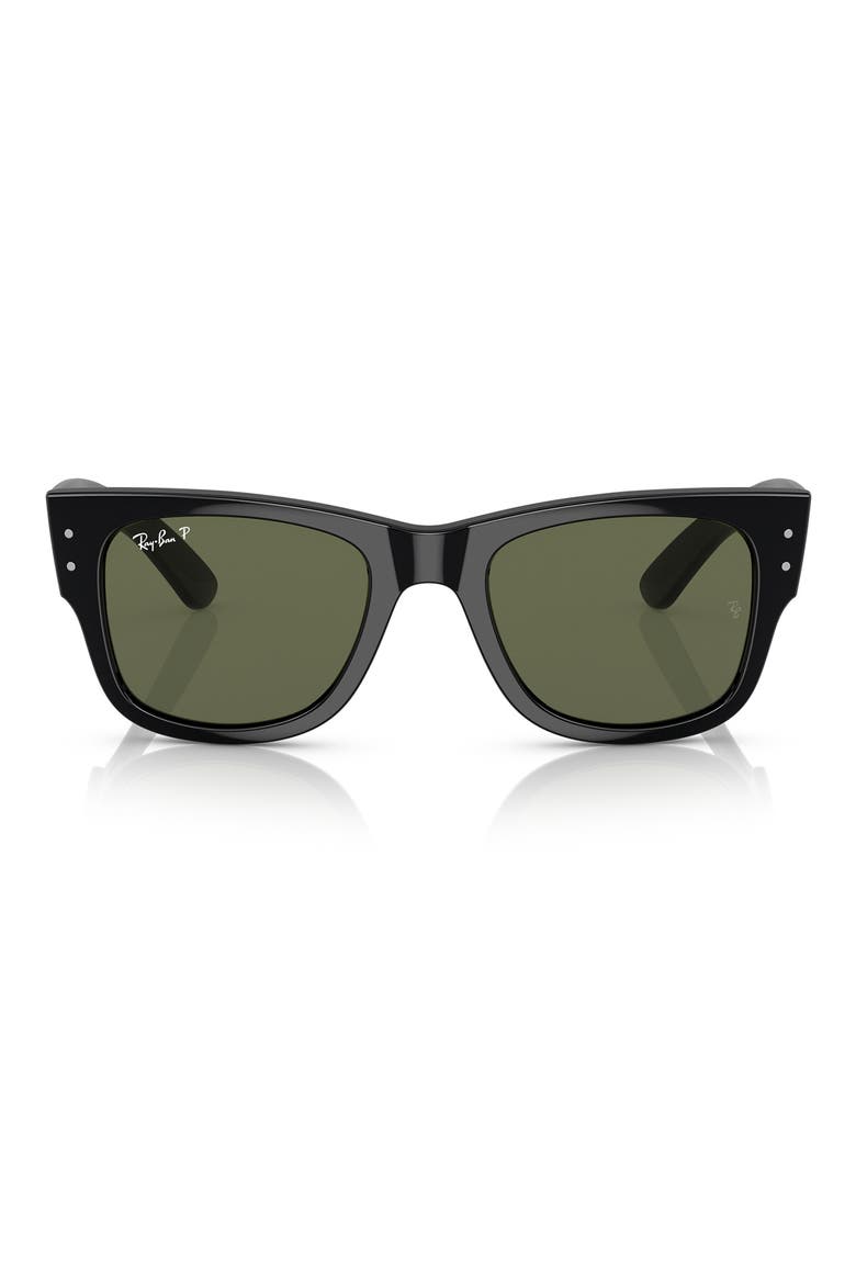 Mega Wayfarer 51mm Polarized Sunglasses, Main, color, BLACK