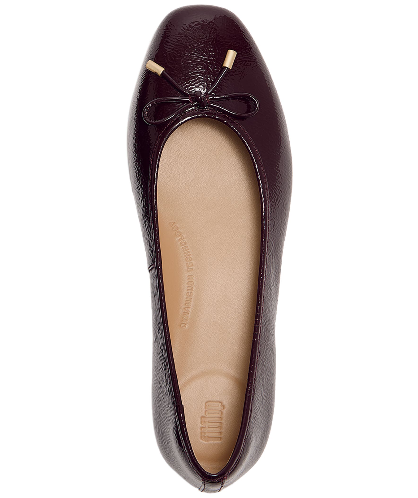 Delicato Bow Textured Patent Leather Ballet Flats, Alternate, color, Cherry