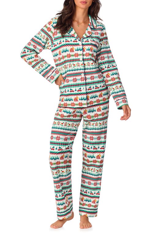 BedHead Pajamas Print Jersey Pajamas in Festive Fairisle 