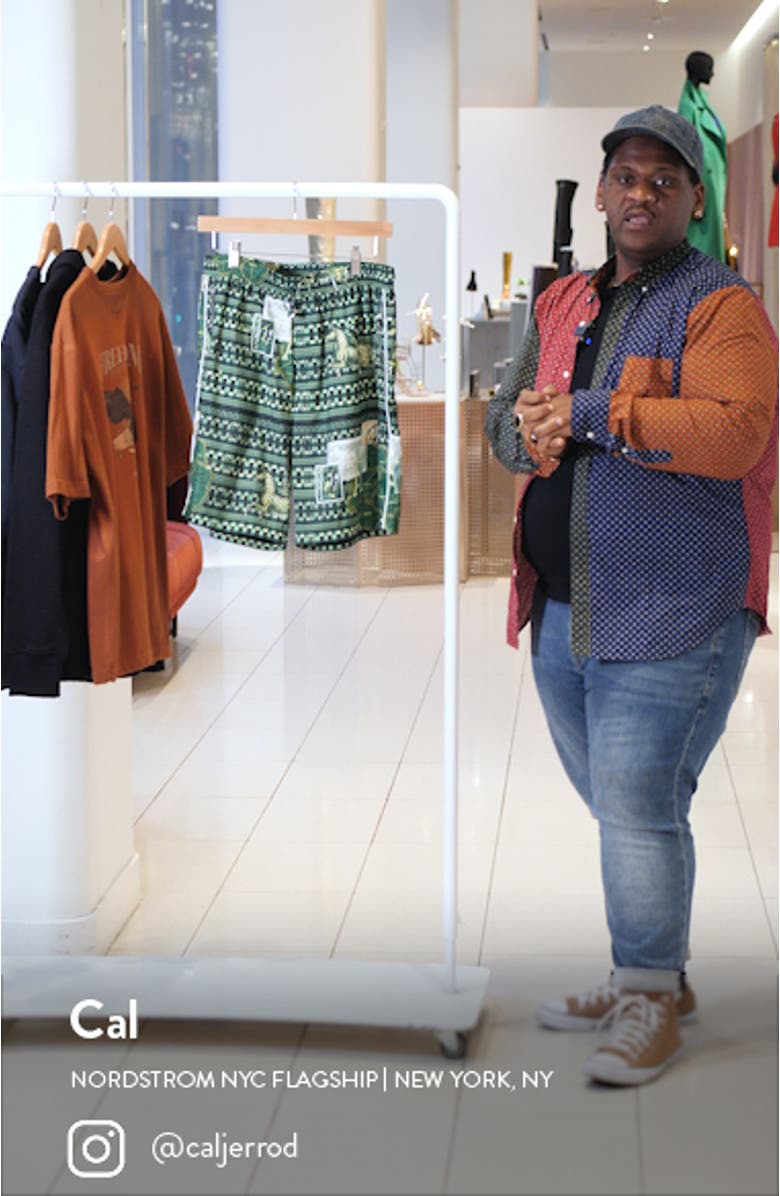 Buki Geo Map Print Recycled Polyester Swim Trunks, sales video thumbnail