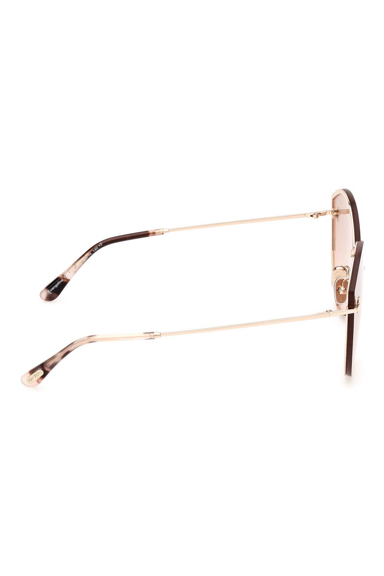 Evangeline 63mm Oversize Gradient Cat Eye Sunglasses, Alternate, color, SHINY ROSE GOLD / BORDEAUX MIRROR