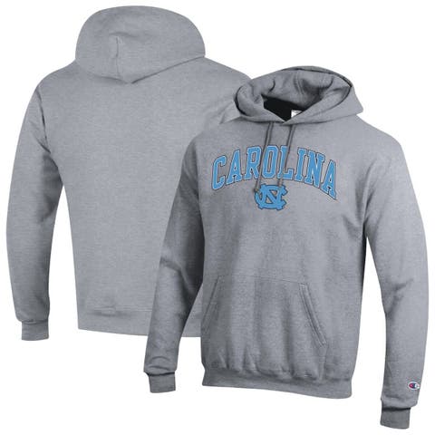 Men's Champion  Heather Gray North Carolina Tar Heels Arch Over Logo Pullover Hoodie