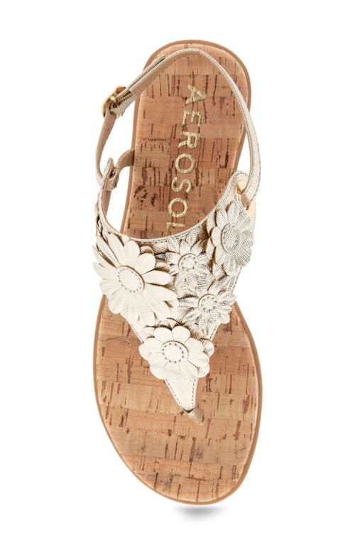 Shop Aerosoles Connie Flower Slingback Sandal In Gold Metallic Faux Leather