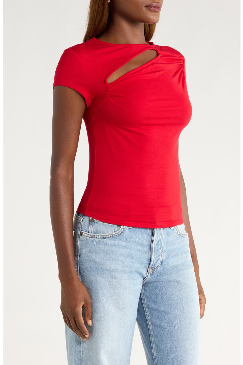 Else Cutout Cap Sleeve Top, Alternate, color, LIPSTICK