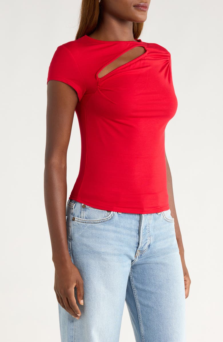 Reformation Else Cutout Cap Sleeve Top, Alternate, color, Lipstick