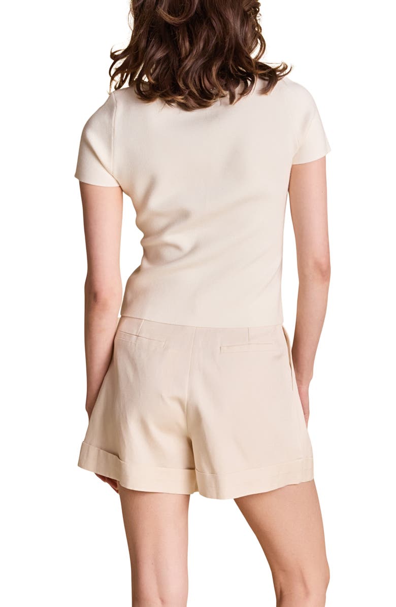 Endless Rose Faux Pearl Trim Rib T-Shirt, Alternate, color, Cream