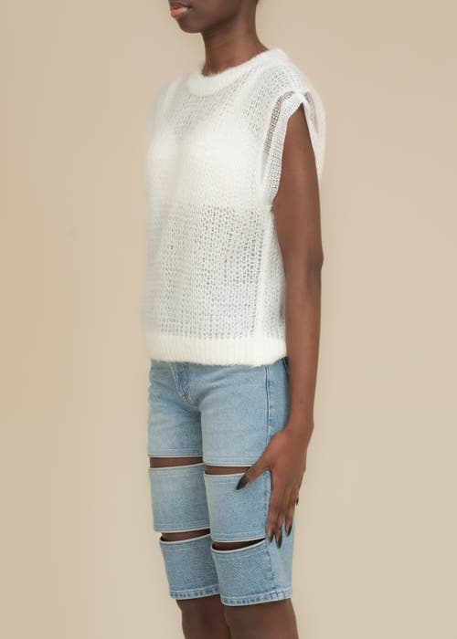 Contessa Mills Laissez Soft Alpaca Lace-layered Sweater Vest In Gray