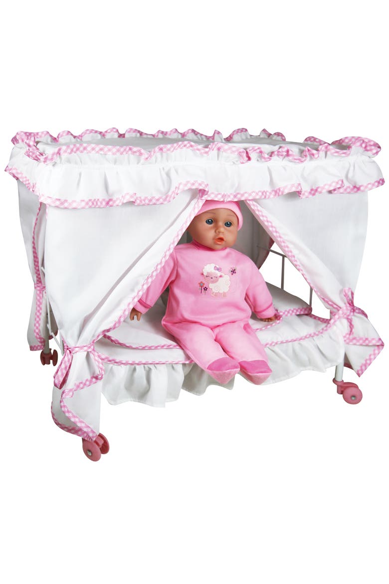 Princess Canopy Bed Set 14" Pink Sheep Baby Doll, Main, color, Multicolored