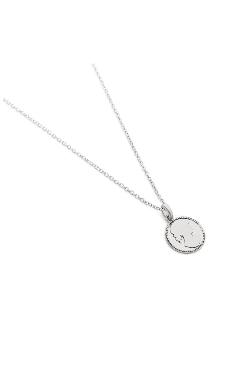 Coin Charm Necklace, Alternate, color, ANTIQUE SILVER