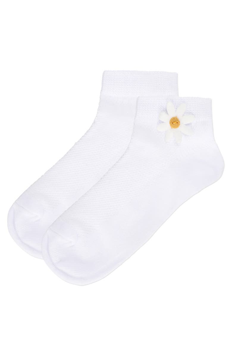 MeMoi Kid's Welt Applique Anklet Socks, Alternate, color, White