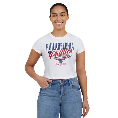 Wear By Erin Andrews White Philadelphia Phillies Distressed Cropped Baby T-shirt