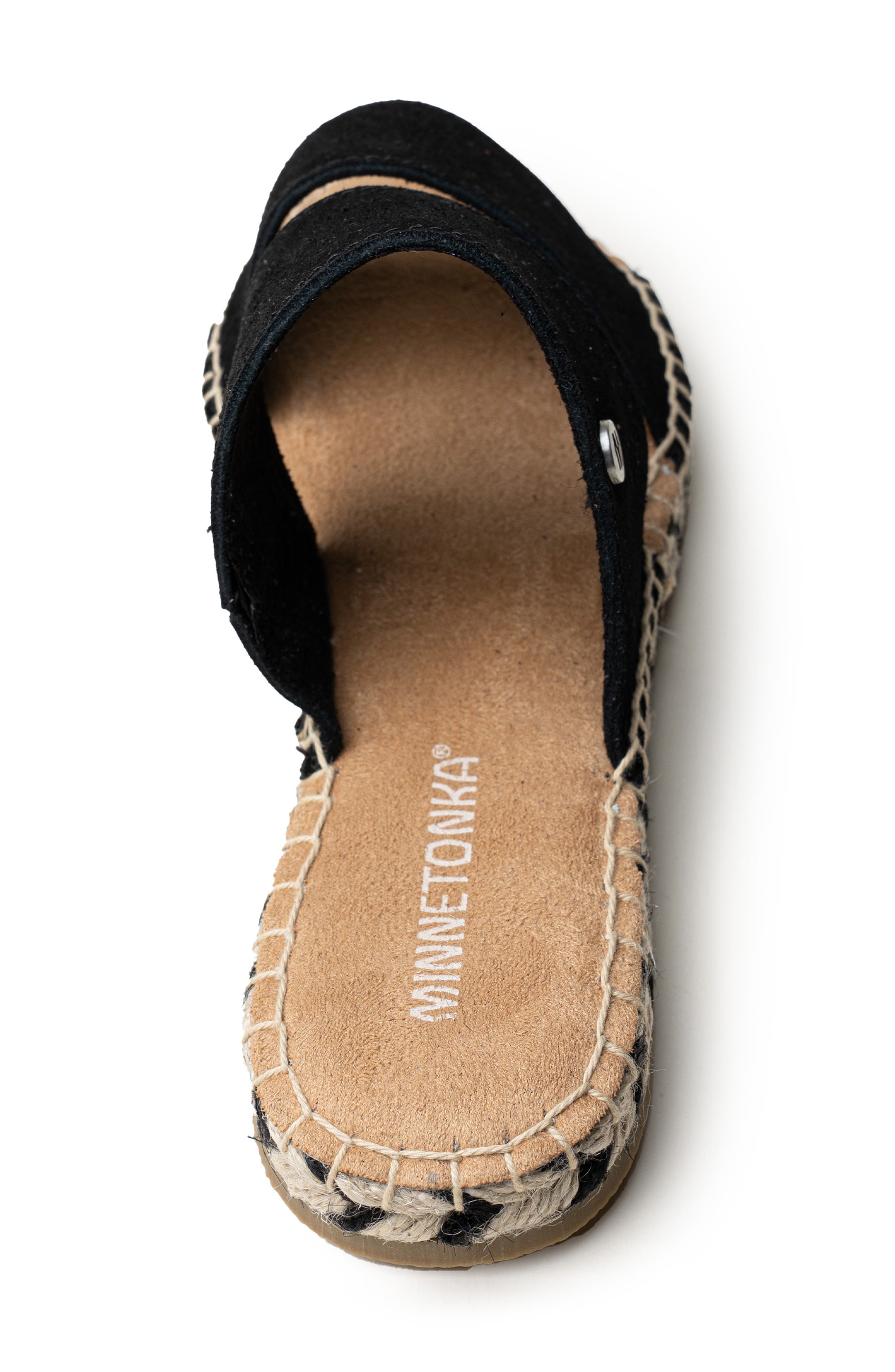 Minnetonka Poppie Sandal, Alternate, color, Black