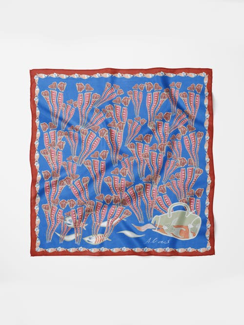 Alas The Reef Silk Bandana In Blue