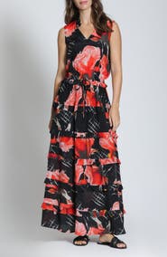 APNY Batik Print Sleeveless Tiered Maxi Dress