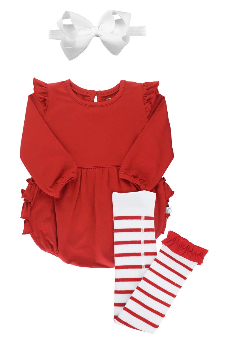 Bubble Romper, Headband & Tights Set, Main, color, RED