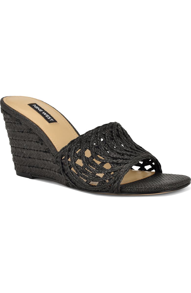 Nine West Nimaa Wedge Sandal, Main, color, Black