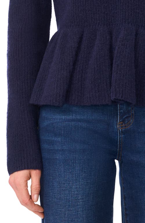 Cece Rib Peplum Sweater In Blue