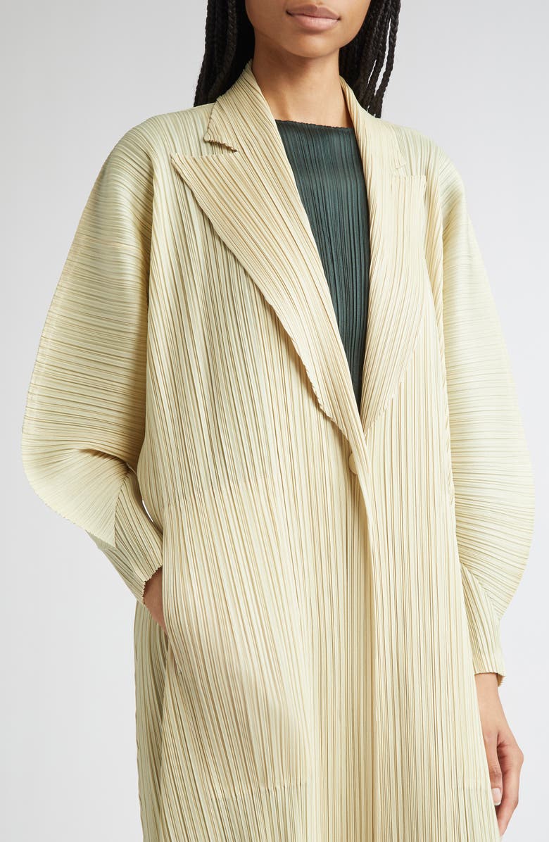 Pleats Please Issey Miyake Monthly Colors December Pleated Coat, Alternate, color, Ivory