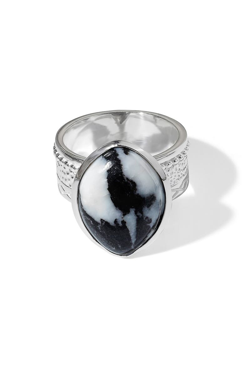 Silver Plate Ring, Main, color, BLACK