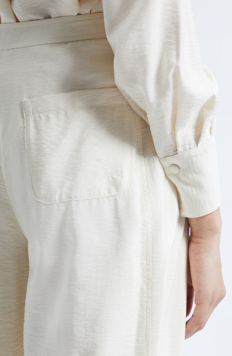 Emporio Armani Reverse Pleat Techno Rayon Wide Leg Pants, Alternate, color, Ivory