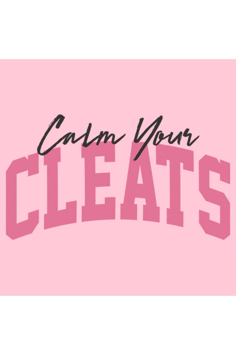 Girls' Funny Calm Your Cleats T-Shirt, Alternate, color, Light Pink