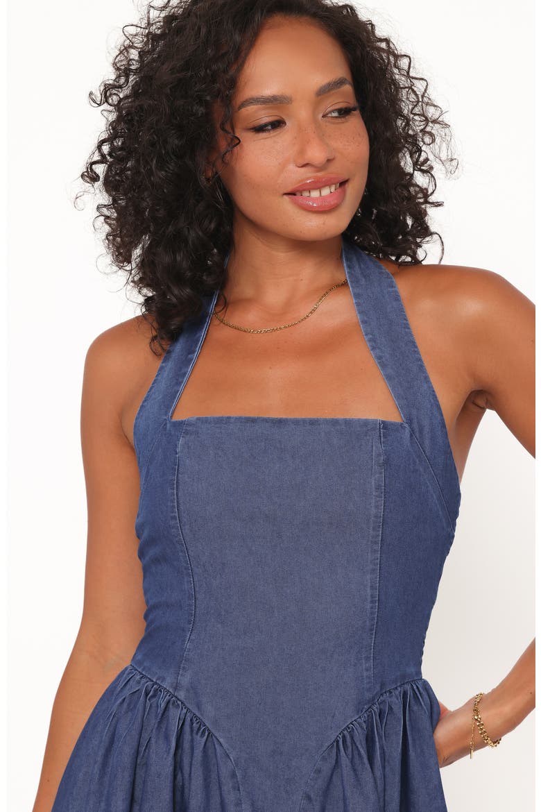 Milford Halter Neck Midi Dress, Alternate, color, DARK DENIM