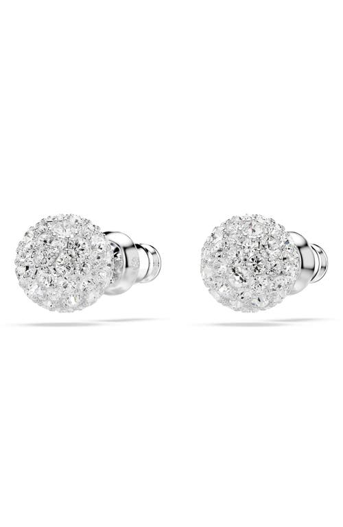 Swarovski Dextera Pierced Earrings Sphere Rhodium Shiny Crystal In Metallic