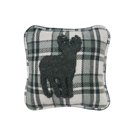 Deer Plaid Cotton Blend Mini Accent Pillow 8" x 8"