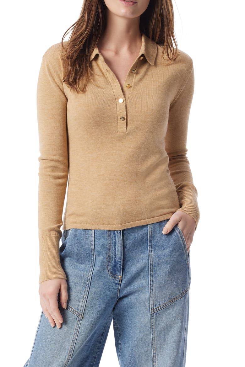 Sinead Polo Sweater, Main, color, HEATHER CAMEL