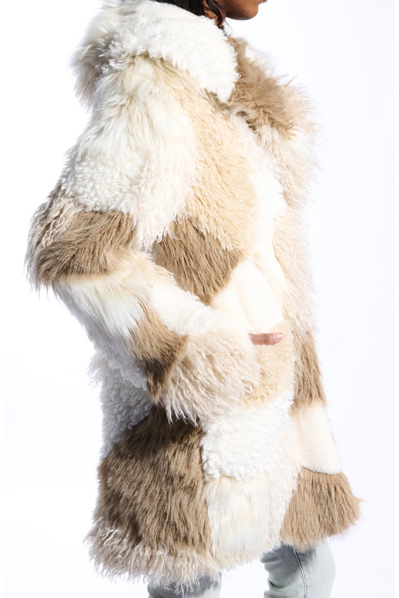 Taher Hooded Faux Fur Coat, Alternate, color, CREAM MULTI