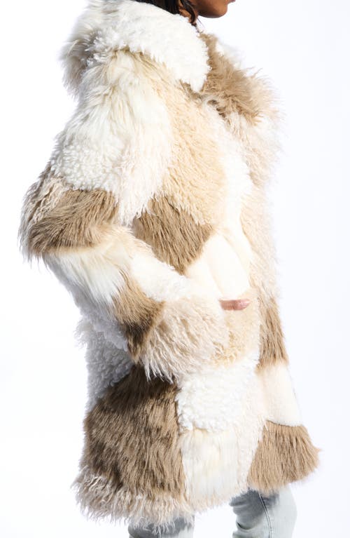 Azalea Wang Taher Hooded Faux Fur Coat In Neutral