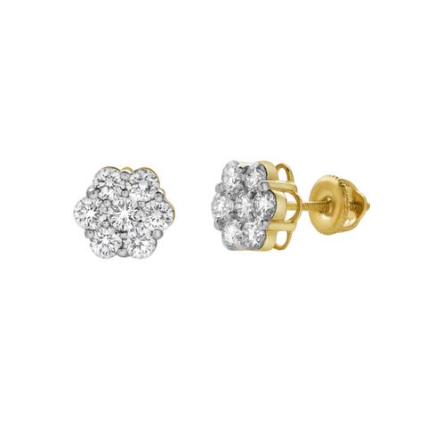 Meadow 14K Yellow Gold Cluster Lab Grown Diamond Unisex Earrings - 1.05 Cts