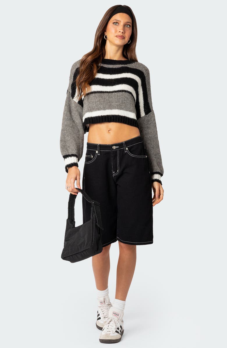 EDIKTED Don Stripe Crop Sweater, Alternate, color, 