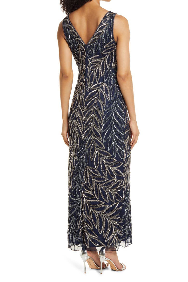 Beaded Column Gown, Alternate, color, NAVY