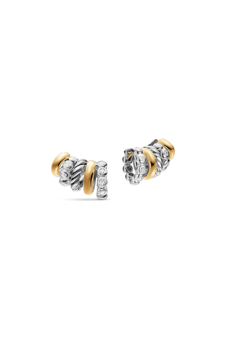 Mercer 18k Gold & Sterling Silver Multi Hoop Climber Earrings, Alternate, color, SILVER PAVE