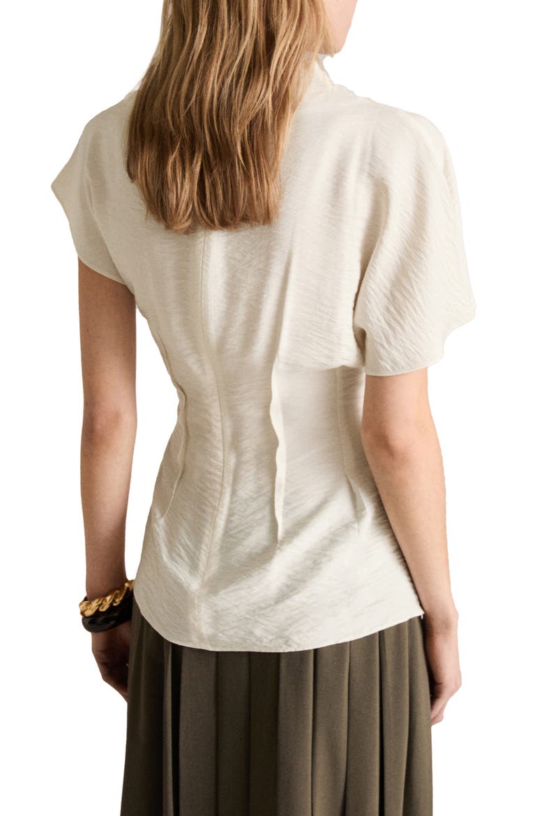Textured Drape Neck Top, Alternate, color, ECRU